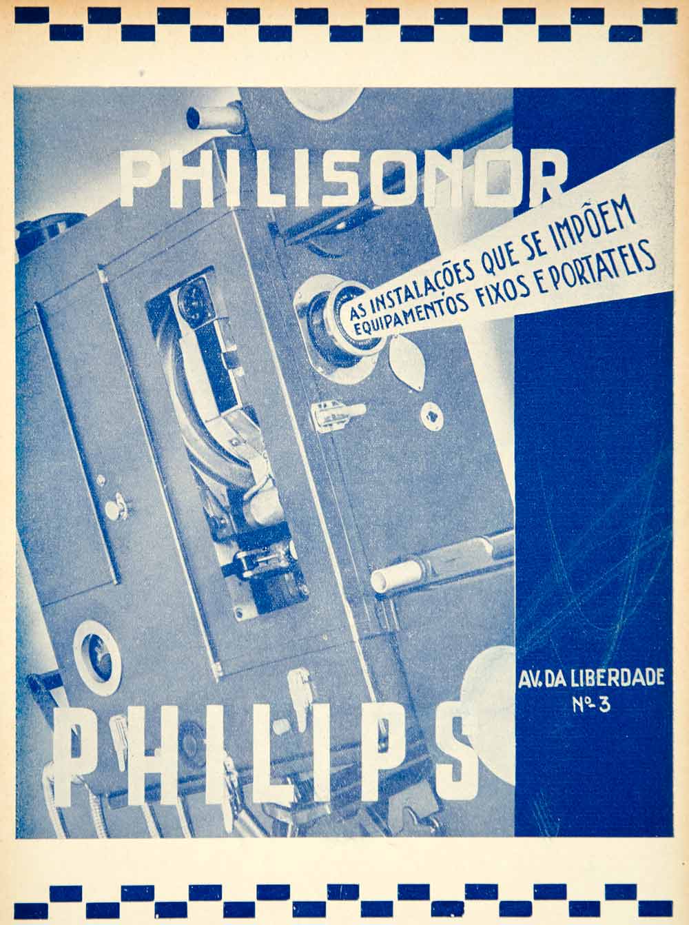 1935 Ad Vintage Philips Philisonor Movie Theatre Projector Portuguese YCF1
