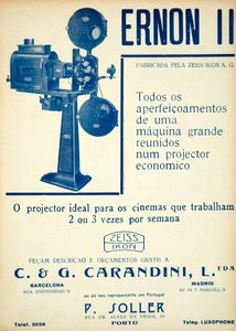 1934 Ad Ernon II Zeiss Ikon Movie Film Theatre Projector Portuguese YCF1