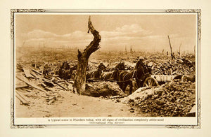 1918 Rotogravure Flanders Belgium WWI Soldier Devastation Horse Western YCH1