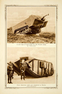 1918 Rotogravure Tank French Army America Boston WWI Warfare Weapon YCH1