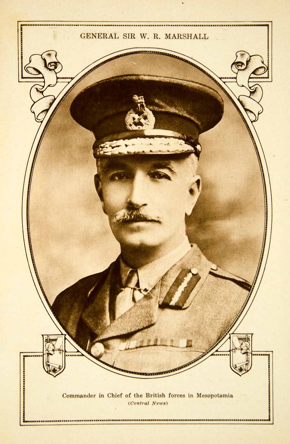 1918 Rotogravure General Sir Marshall British WWI Mesopotamia Commander YCH1