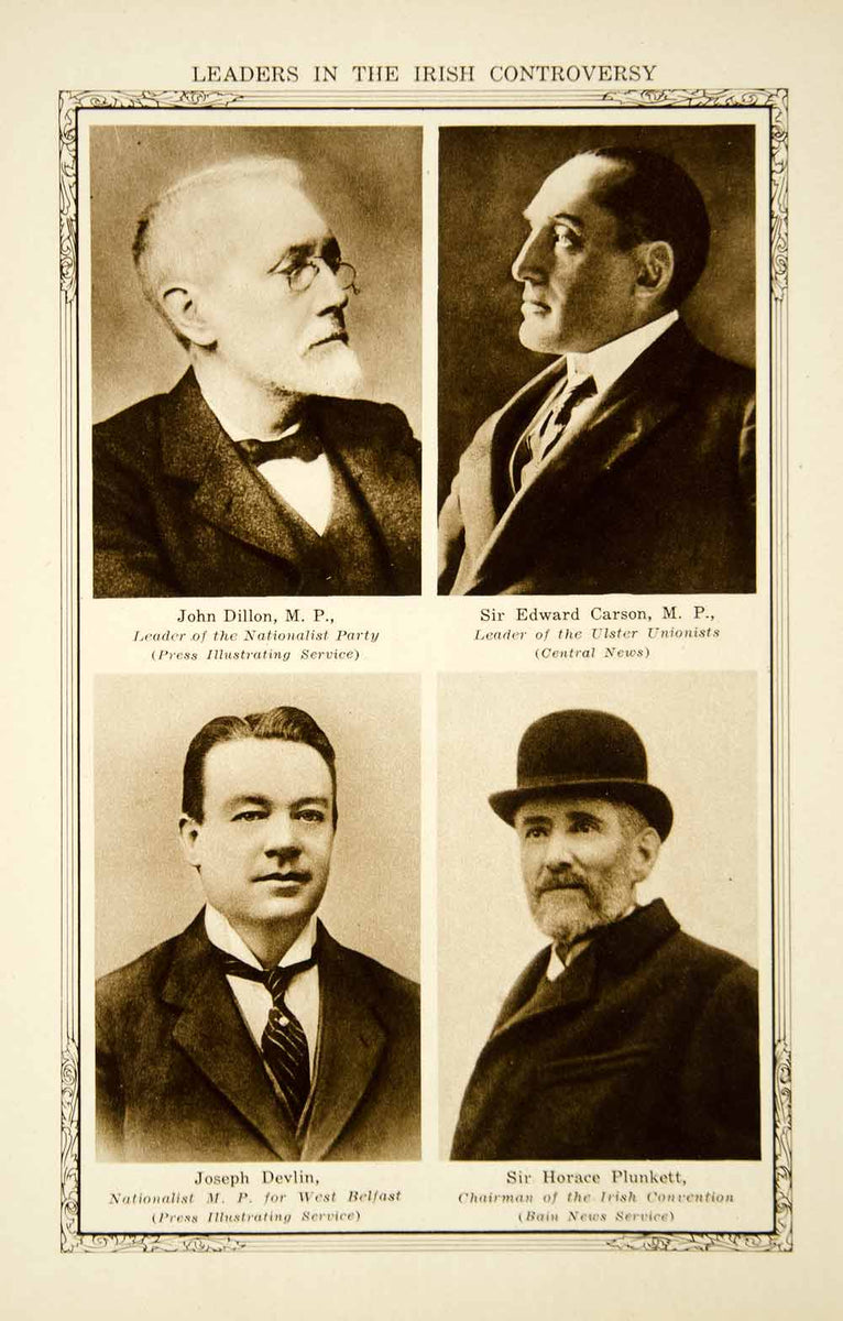 1918 Rotogravure Irish Controversy Leader Dillon Carson Devlin Plunket ...