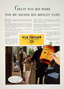 1936 Ad Old Taylor Bourbon Whiskey James AM Whistler Art Distillery Liquor YCL2