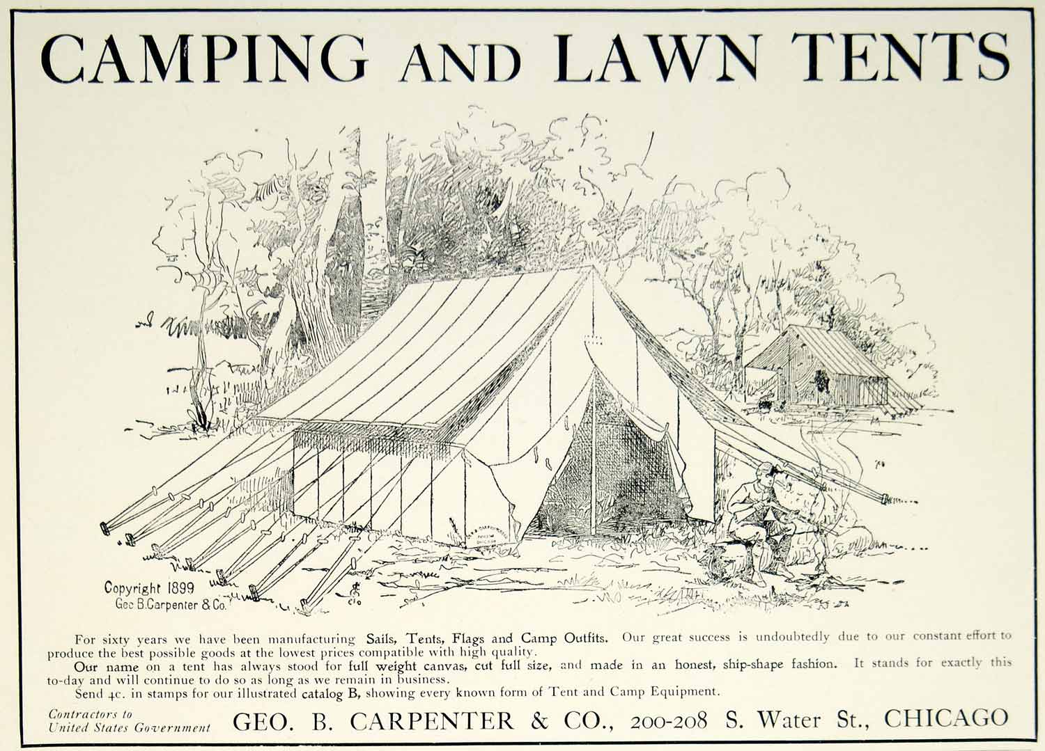 1903 Ad George B Carpenter Camping Lawn Tents Sporting Goods Outdoor YCL2