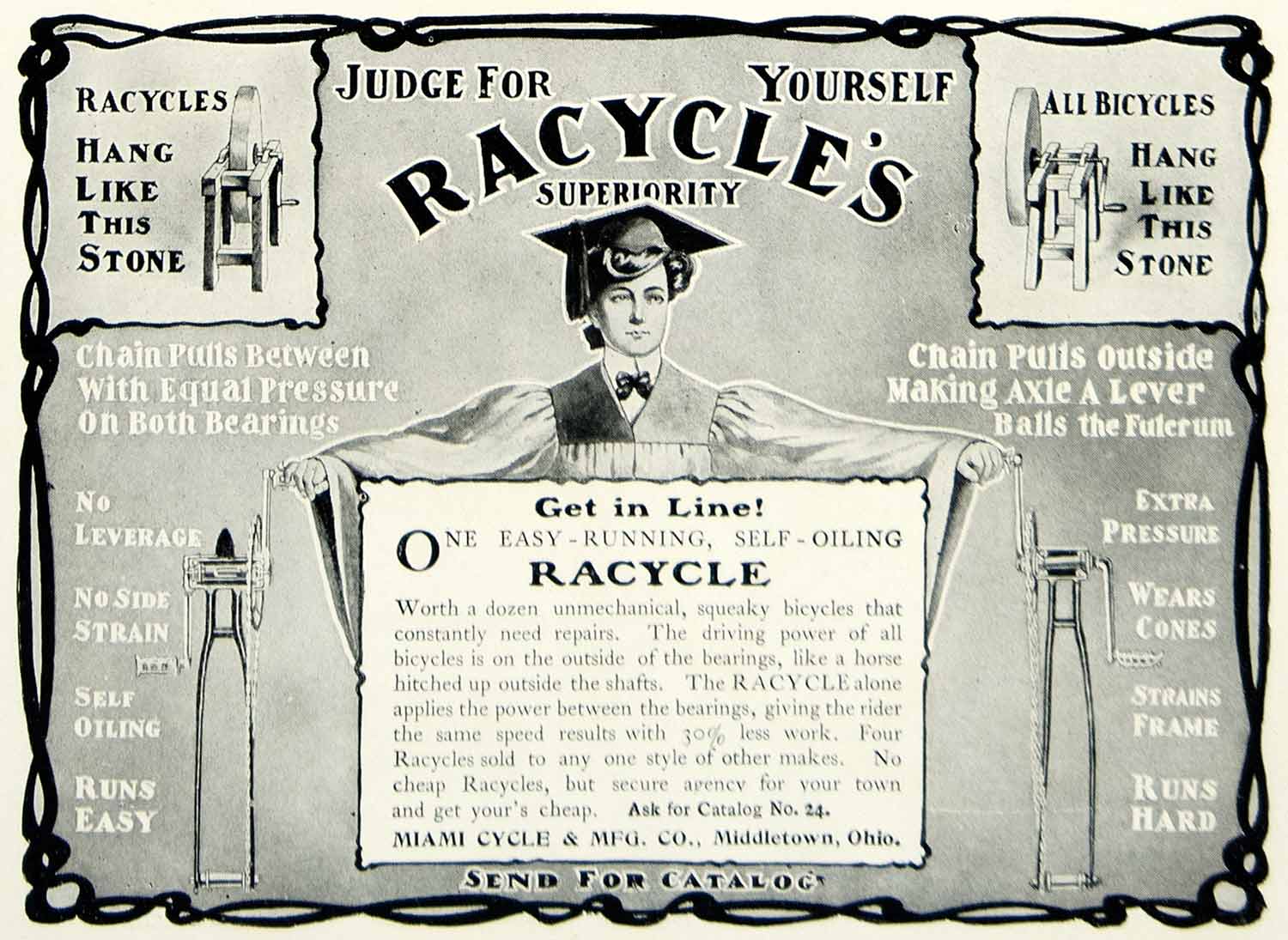 1903 Ad Miami Cycle Racycle Bicycle Transportation Edwardian Era Scholar YCL2