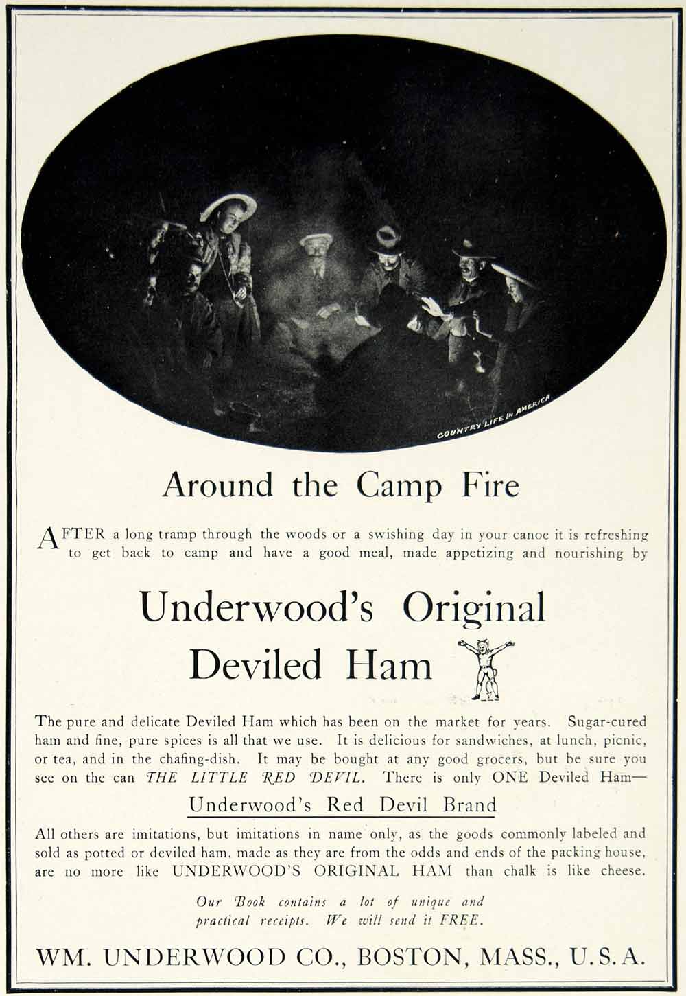 1903 Ad William Underwood Red Deviled Ham Meat Food Boston MA Grocery YCL2