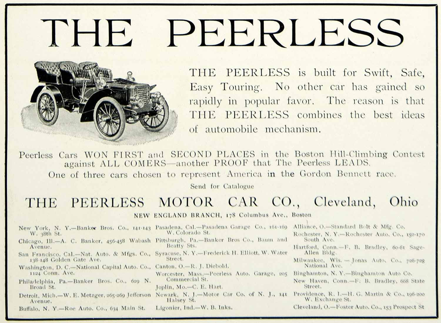1903 Ad Peerless Motor Car Brass Era Automobile Transportation Motor YCL2