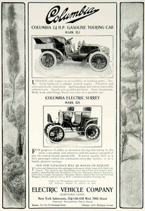 1903 Ad Columbia Electric Vehicle Mark XLI Touring Car XIX Surrey YCL2