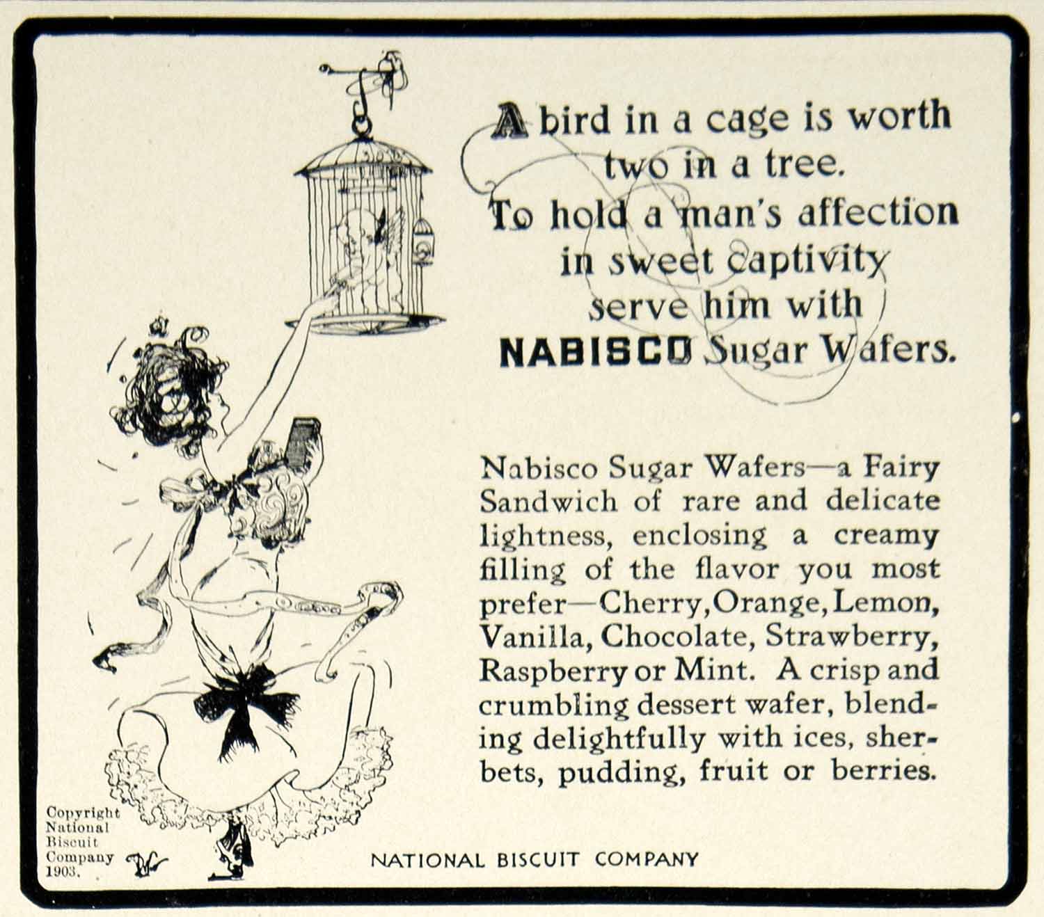 1903 Ad National Biscuit Nabisco Sugar Wafer Cookies Food Dessert Art YCL2