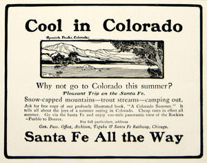 1903 Ad Atchison Topeka & Santa Fe Railway Spanish Peaks Colorado Travel YCL2