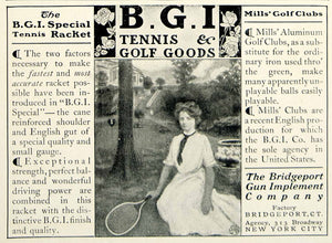 1903 Ad Bridgeport Gun Implement BGI Tennis Racket Golf Clubs Sporting YCL2
