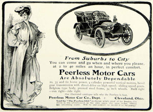 美品】Empire Art DirectのAntique Automobile？ 1903 Ad Peerless Girl Art Motor Car Automobile Brass Era