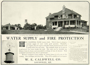 1903 Ad WE Caldwell Water Tank Tower Household Fire Safety Edwardian Era YCL2