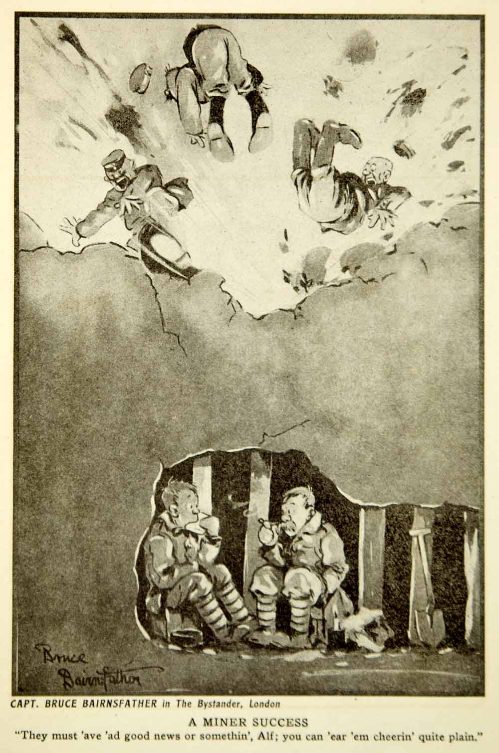 1917 Print World War I Cartoon Bruce Bairnsfather Political Wartime Bystander