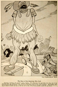 1917 Print World War I German Political Cartoon Kladderadatsch America Germany