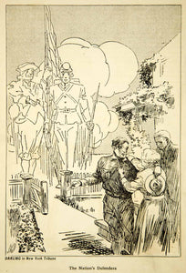 1917 Print World War I Cartoon Art Jay Norwood Ding Darling Soldier Home Front