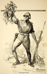 1917 Print World War I Cartoon Art Robert Carter Gorgon Medusa Uncle Sam Soldier