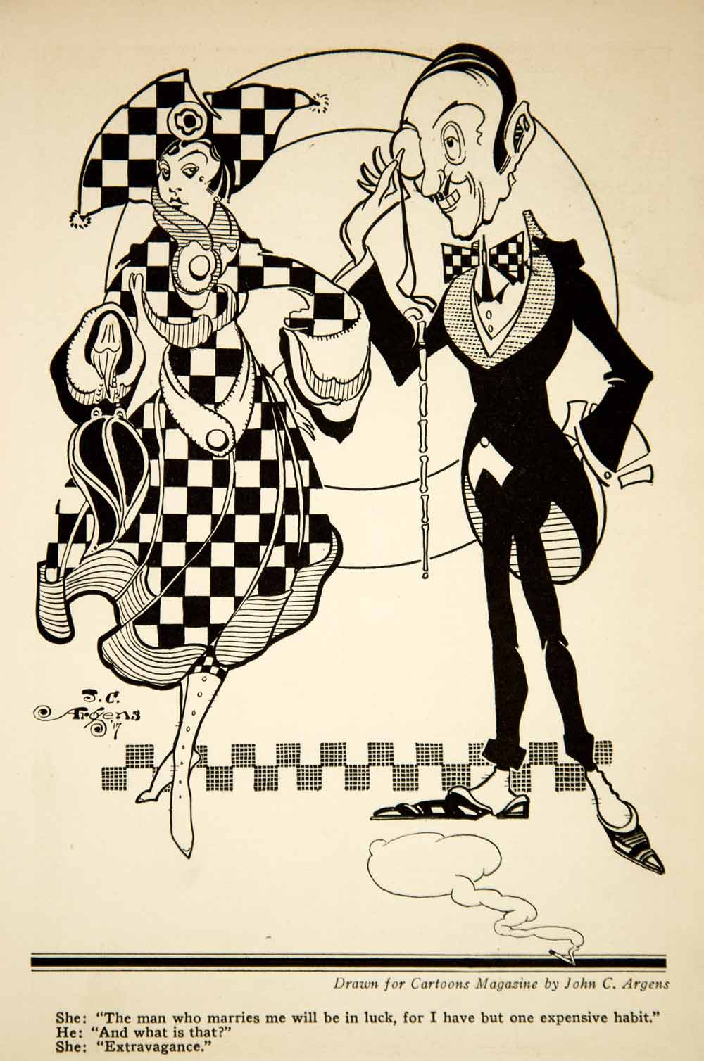 1917 Print John C. Argens Cartoon Art Sexist Humorous Sexism Satire Marriage