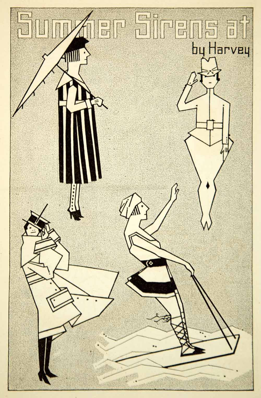 1917 Print Harvey Peake Cartoon Art Caricature Women Beach Fashion World War I