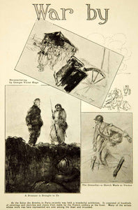 1917 Print World War I Sketches French Soldiers Front Line Georges Victor Hugo
