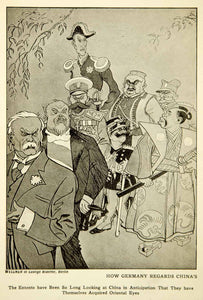 1917 Print World War I Cartoons Lustige Blatter China Germany Wellner Petersen