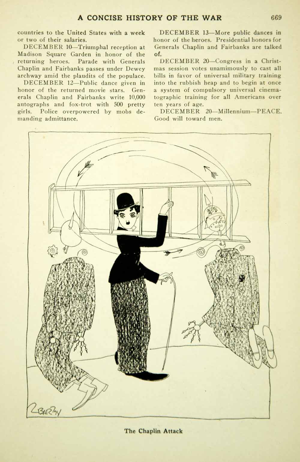 1917 Article World War I Cartoon Humor Ralph Barton Charlie Chaplin Little Tramp