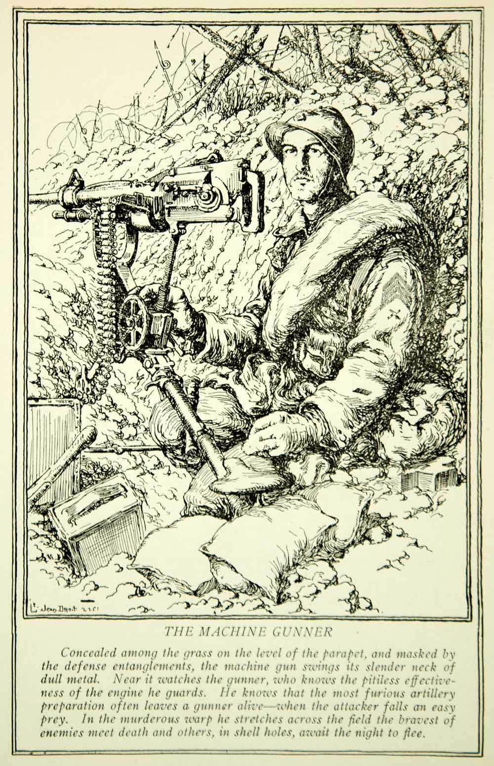 1918 Prints Jean Droit Art World War I Poilu French Infantry Soldiers Voltigeur