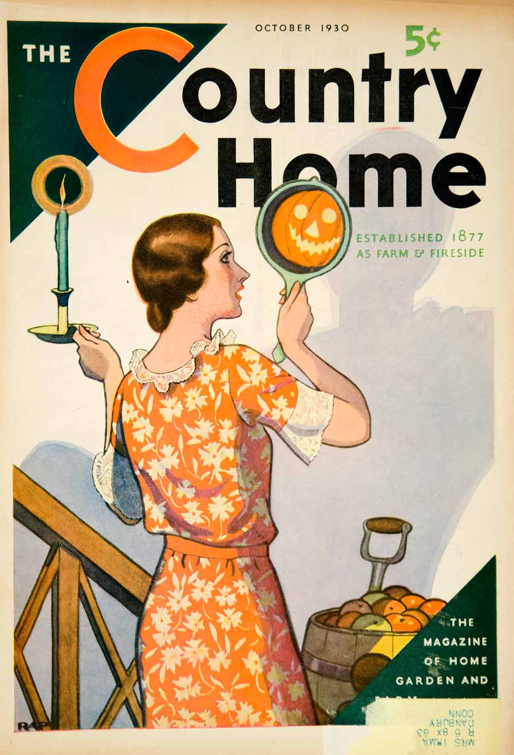 1930 Cover Country Home Robert Patterson Art Halloween Holiday Autumn Fall YCT1
