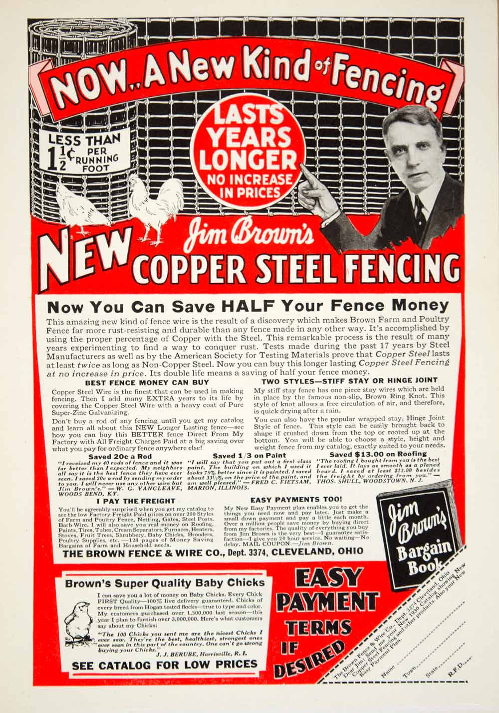 1930 Ad Brown Copper Steel Fence Chicken Wire Farm Agriculture Livestock YCT1