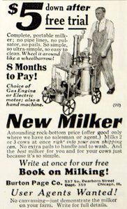1930 Ad Burton Page Cow Milker Dairy Farm Equipment Machine Agriculture YCT1