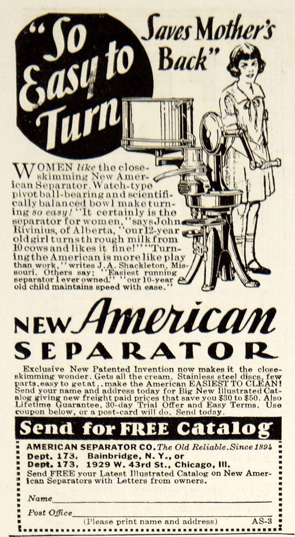 1930 Ad American Cream Separator Dairy Farm Equipment Machine Agriculture YCT1