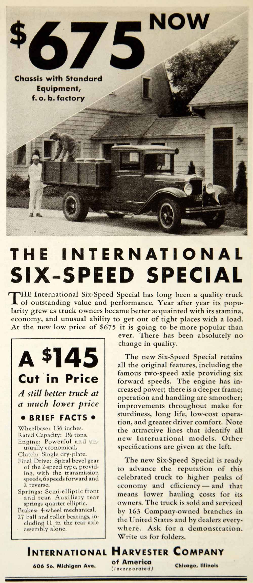 1931 Ad International Harvester Six-Speed Special Truck Automobile Farming YCT1