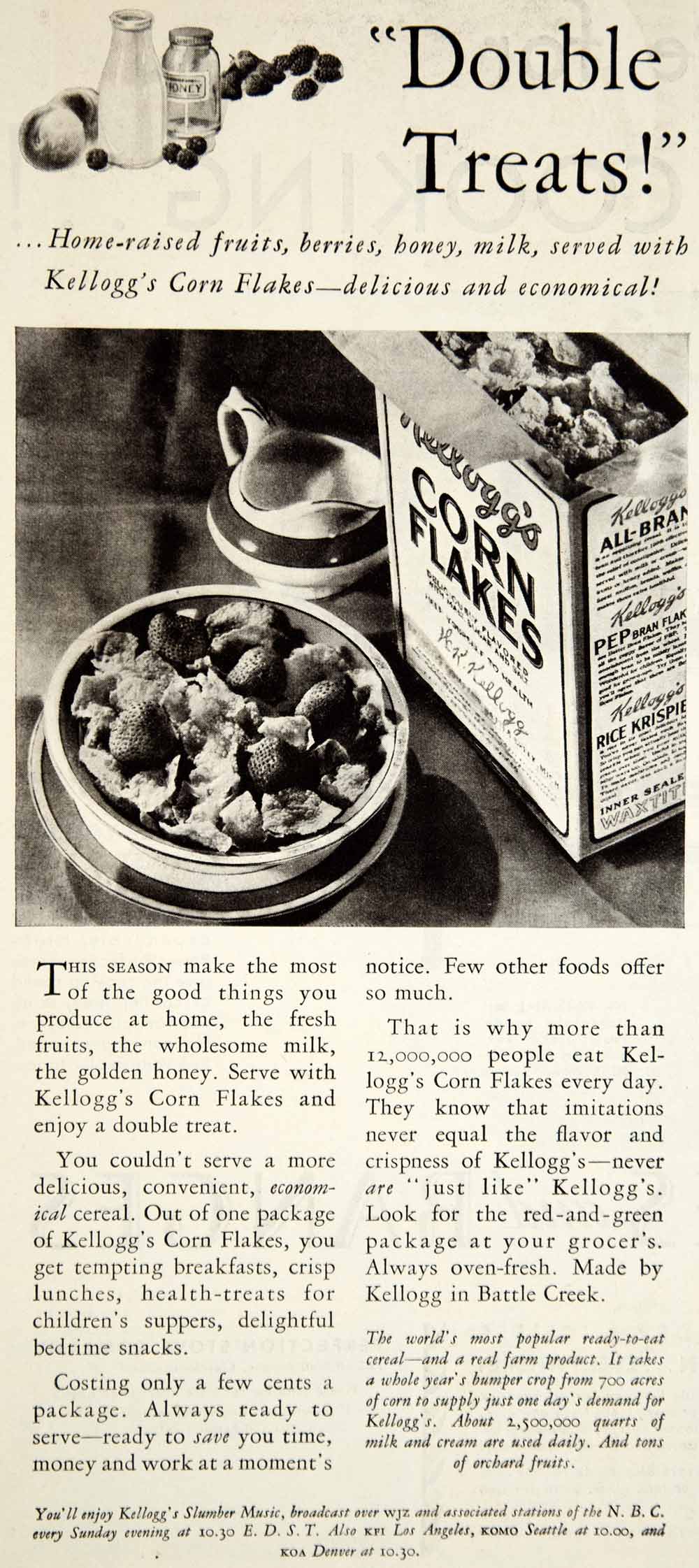 1931 Ad Kellogg's Corn Flakes Breakfast Cereal Food Grocery Battle Creek MI YCT1
