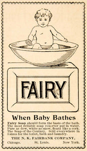 1898 Ad Fairy Soap N. K. Fairbank Company Baby Bathe Toilet Laundry Clean YDL1