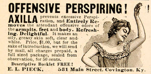 1898 Ad Axilla Anti-Perspirant Body Odor 531 Main Street Covington Kentucky YDL1
