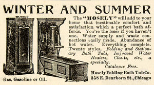 1901 Ad Mosely Folding Bath Tub Company Gas Oil Bathe Chicago Health Beauty YDL1
