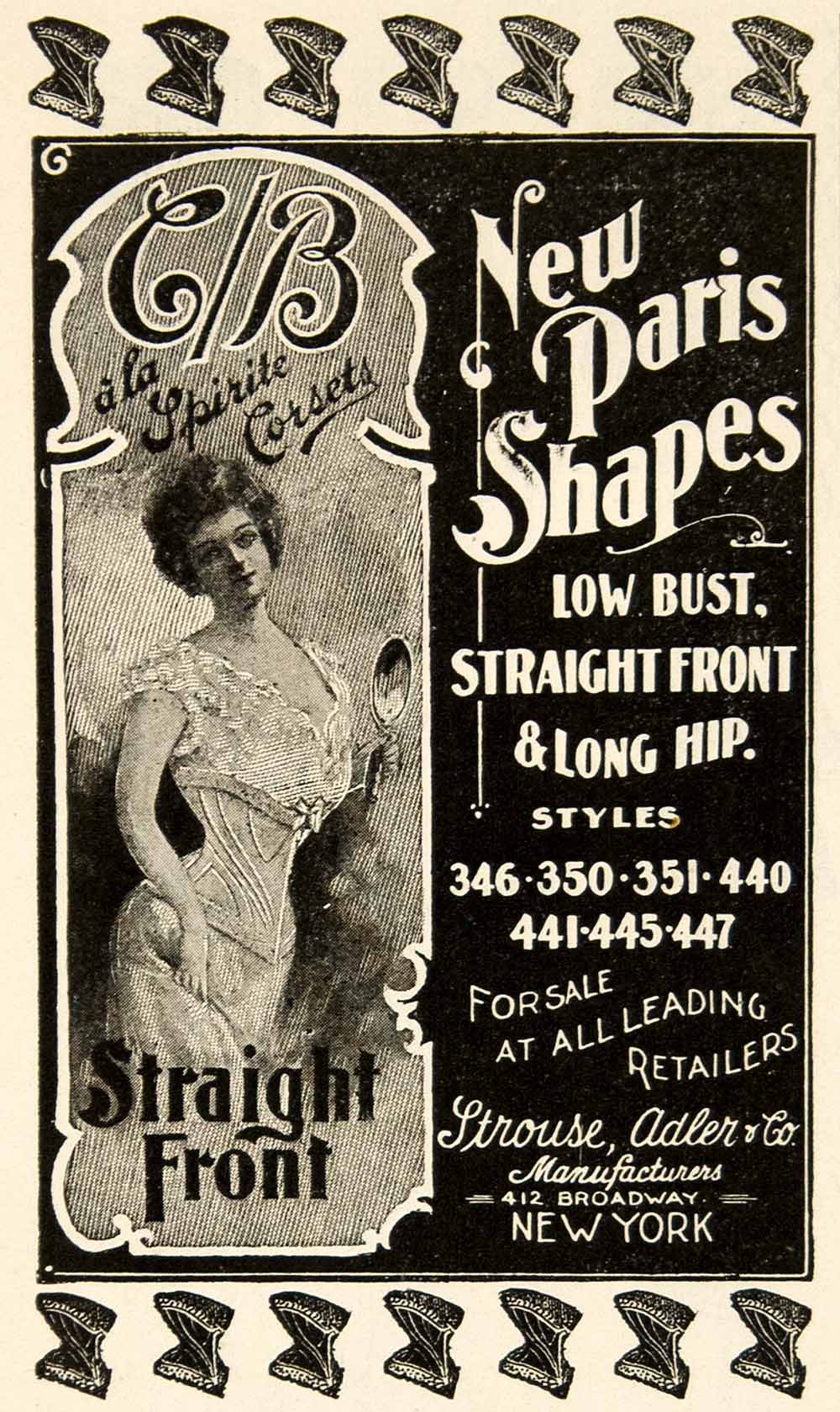 1901 Ad New Paris Shape Corset Strouse Adler Company Fashion Women YDL1