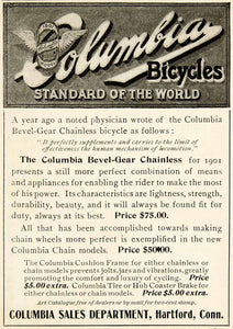 1901 Ad Columbia Bicycle Sales Department Hartford Connecticut Bike YDL1