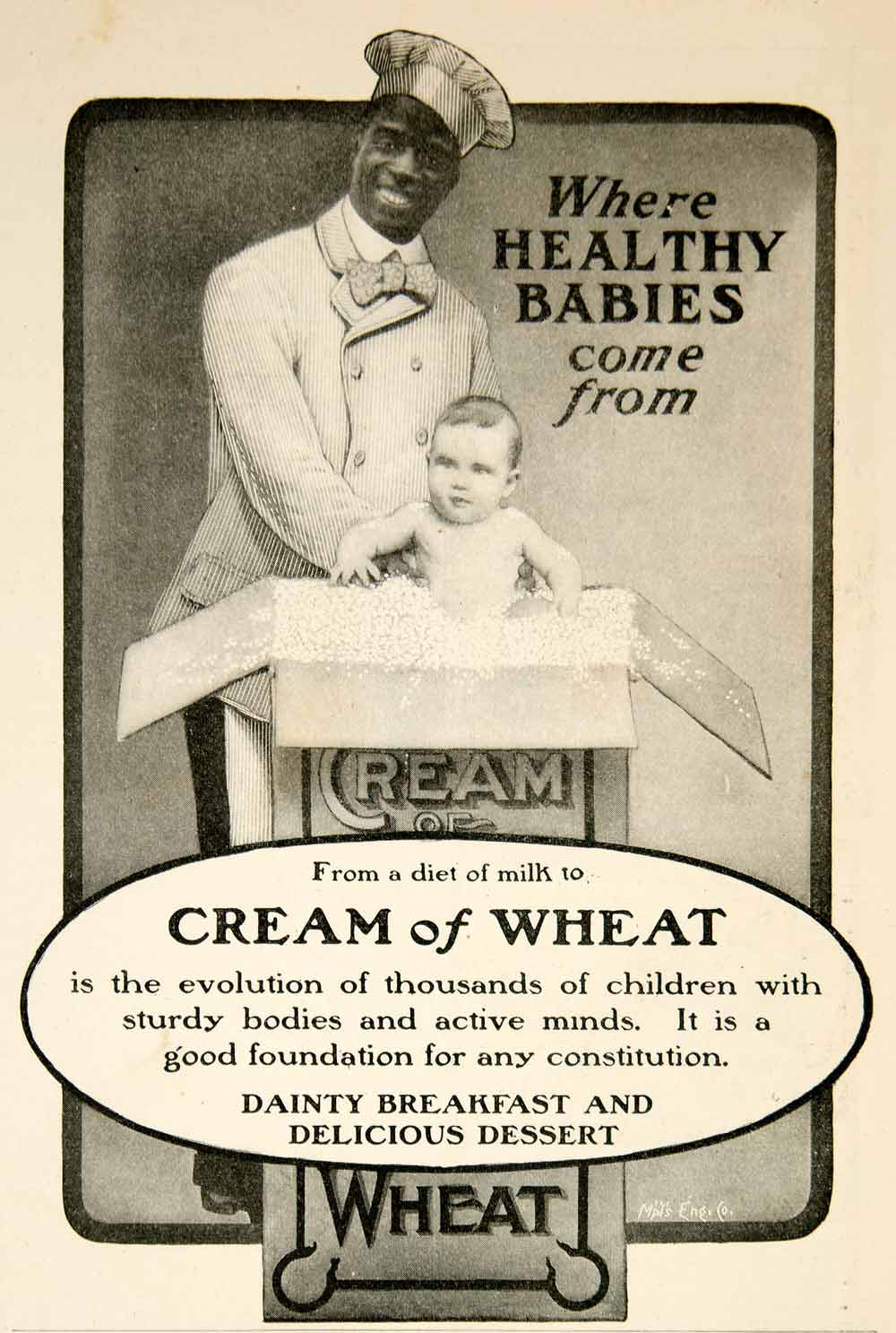 1904 Ad Cream Wheat Baby Child Dainty Breakfast Dessert Rastus Black YDL1