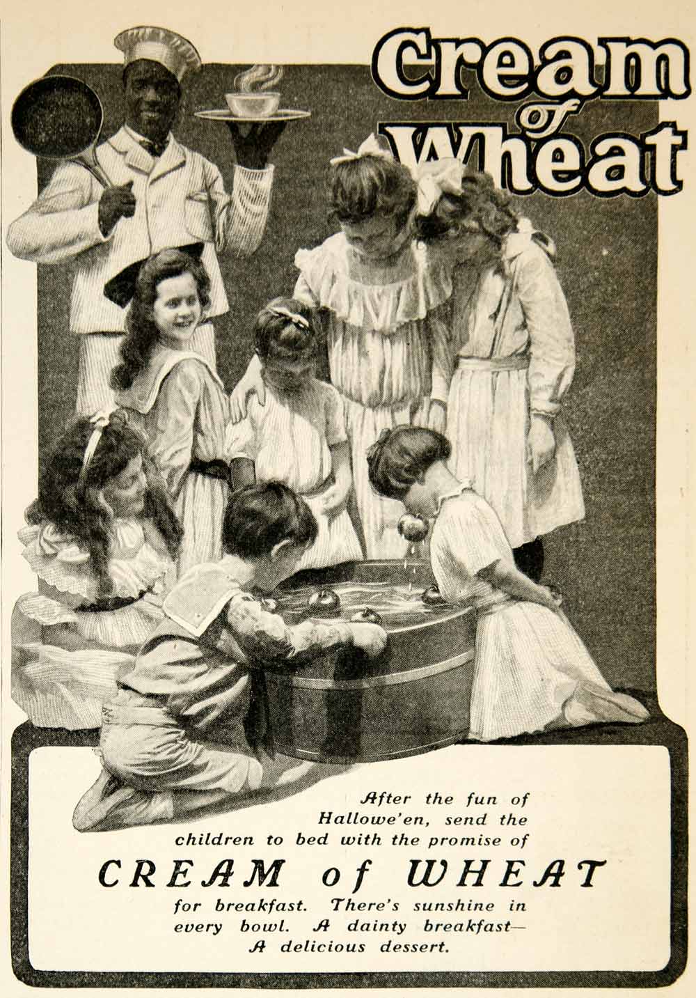 1904 Ad Cream Wheat Rastus Cereal Chef Porridge Health Children Girls Bob YDL1