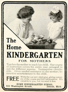 1904 Ad Home Kindergarten Mother Children School Course Teach Victorian YDL1
