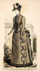 1886 Wood Engraving Fashion Costume Clothing Victorian Woman Dress Hat – Period Paper Historic Art LLC