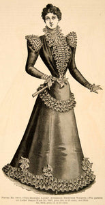 1898 Print Fashion Costume Clothing Victorian Woman Ruffle Frills Wais –  Period Paper Historic Art LLC