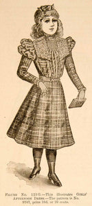 1898 Print Victorian Girl Afternoon Dress Costume Fashion Clothing Pla Period Paper Historic Art LLC 1898 Print Victorian Girl Afternoon Dress Costume Fashion Clothing Pla Period Paper Historic Art LLC