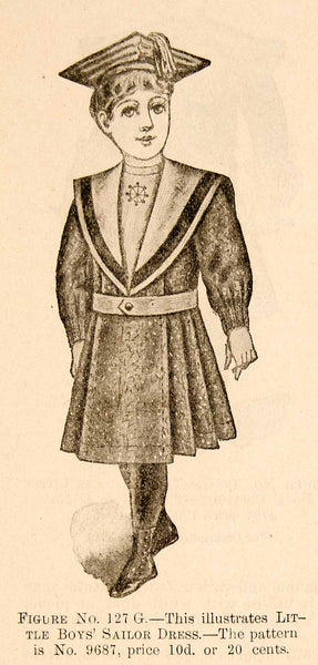 Edwardian Sailor Victorian Sailor Costume 1898 Print Victorian