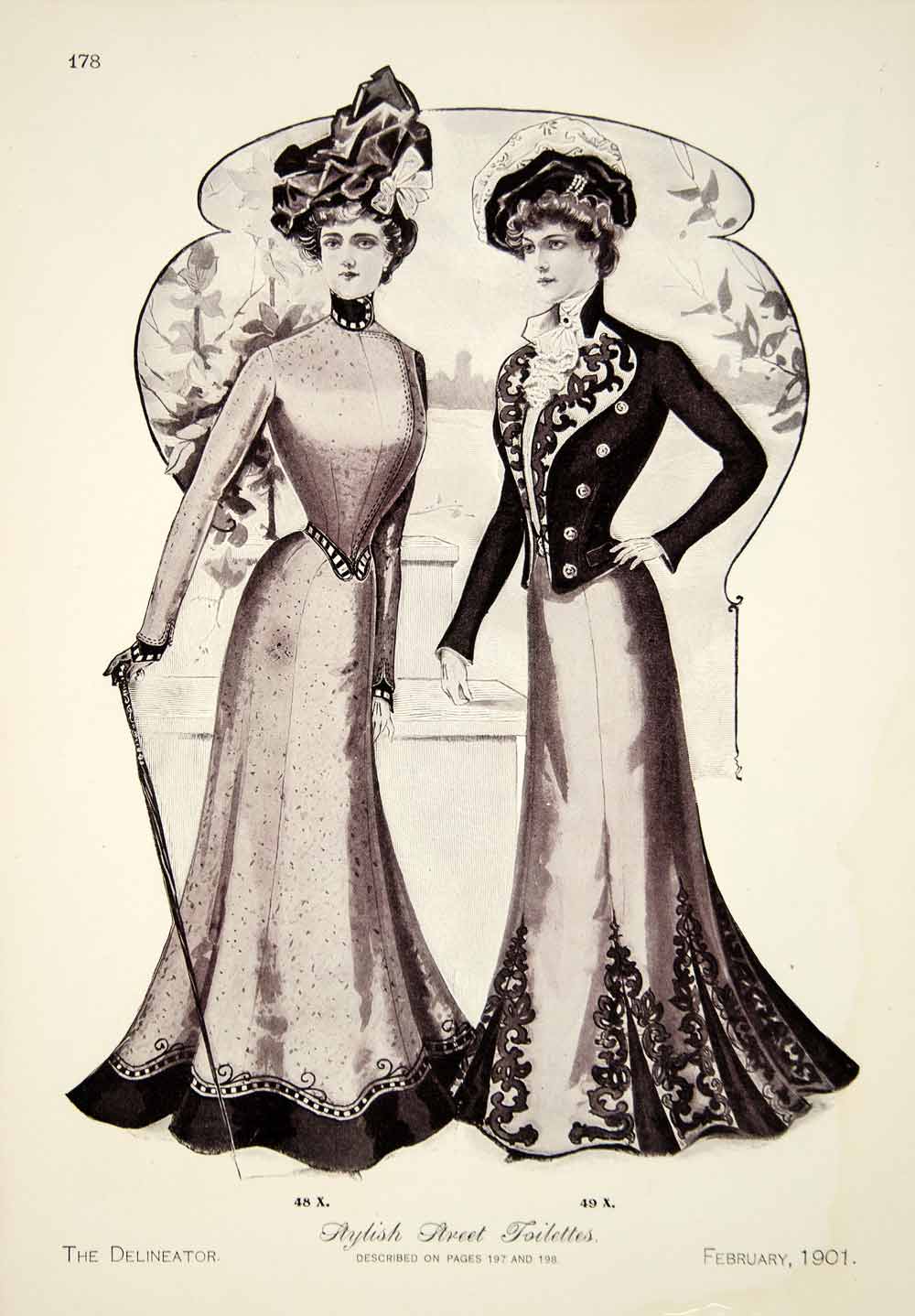 1901 Print Edwardian Street Toilette Dress Costume Fashion Clothing Wo –  Period Paper Historic Art LLC