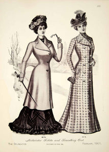 1901 Print Edwardian Midwinter Toilette Traveling Coats Costume Fashion YDL1
