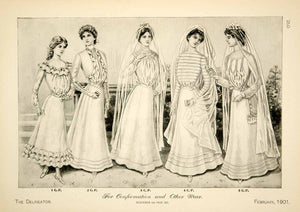 1901 Print Edwardian Confirmation Dresses Costume Fashion Clothing Wom – Period Paper Historic Art LLC