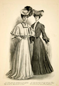 1904 Print Fashion Costume Clothing Edwardian Women Portrait Hat Dress YDL1