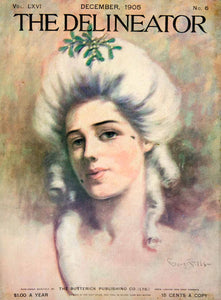 1905 Cover Delineator George Gibbs Woman Portrait Wig Art Nouveau Lady Pose YDL2
